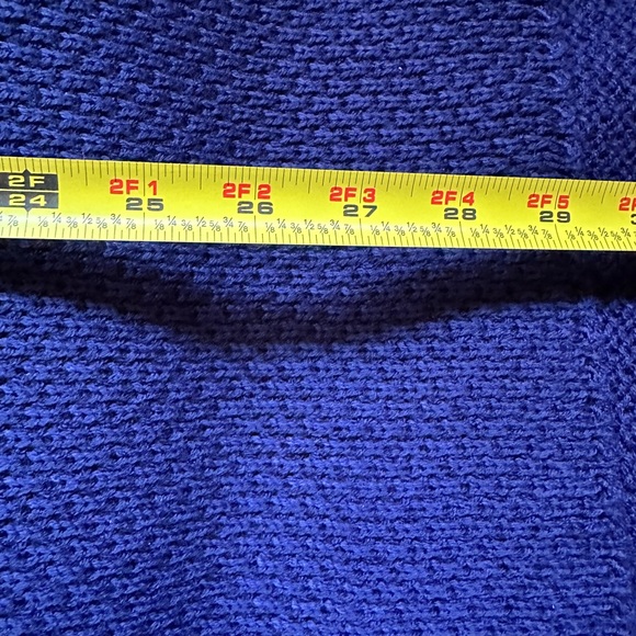 Maggie Lawrence Sweater Large Knit V-Neck Blue Gold Heart Buttons Sz 22/… - Picture 13 of 14